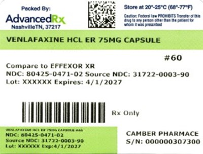 Venlafaxine HCl Er 75mg #60 (Venlafaxine HCl Er 75mg 80425 0471 02)